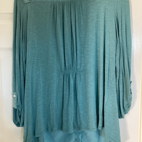 Anthropologie Meadow Rue Embroidered Teal Blue Long Sleeve Top XL - Picture 5 of 6
